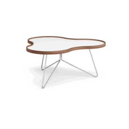 Swedese flower bord 84x90 cm h39cm-vit-valnöt-krom