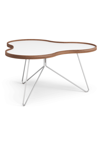 Swedese flower bord 84x90 cm h45cm-vit-valnöt-krom