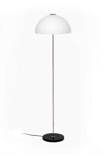 Innolux kupoli golvlampa svart-metalldetaljer-vit skärm