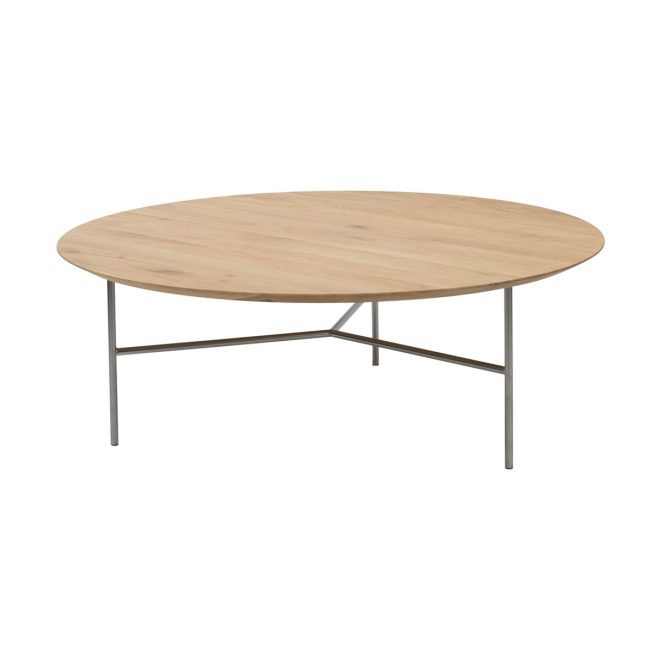 Mavis tribeca soffbord ek lack, satinkromade, ø110
