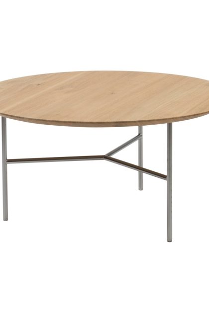 Mavis tribeca soffbord ek lack, satinkromade ben, ø80