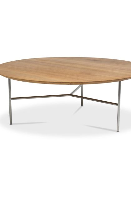 Mavis tribeca soffbord ek olja rustik, satinkromade ben, ø110