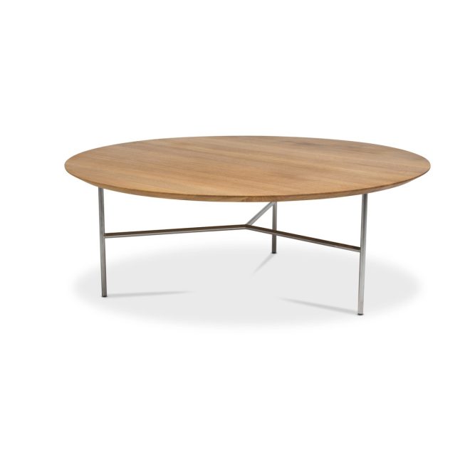 Mavis tribeca soffbord ek olja rustik, satinkromade ben, ø110