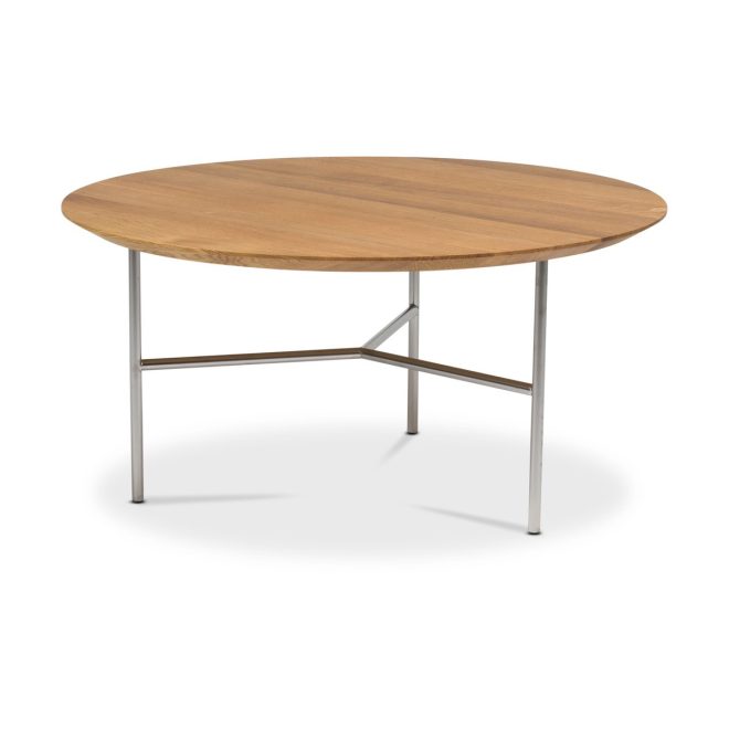 Mavis tribeca soffbord ek olja rustik, satinkromade ben, ø80