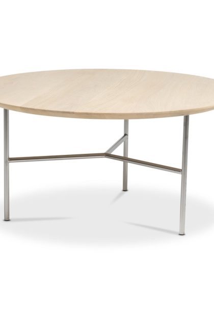 Mavis tribeca soffbord ek såpad rustik, satinkromade ben, ø80