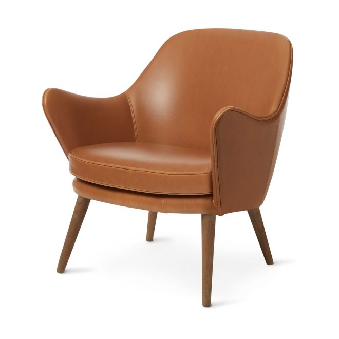 Warm nordic dwell loungestol silk 250 camel-ben i rökt ek