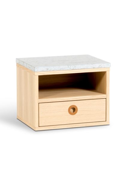 Mavis höllviken sängbord vägghängt ek vitpigment, kalkstenstopp, 1 låda