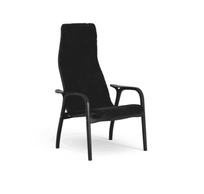 Swedese lamino fåtölj fårskinn black-svartbetsad bok