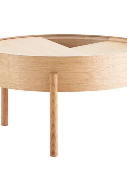 Woud arc soffbord Ø66 cm vitpigmenterad ek