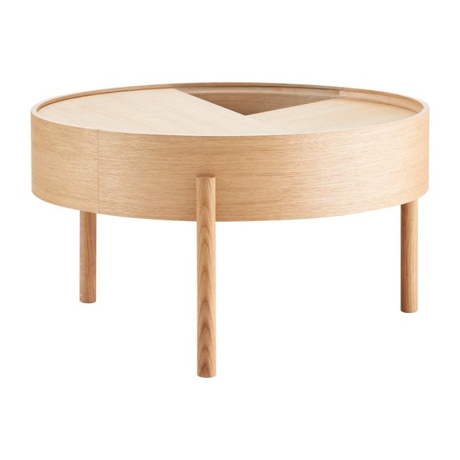 Woud arc soffbord Ø66 cm vitpigmenterad ek