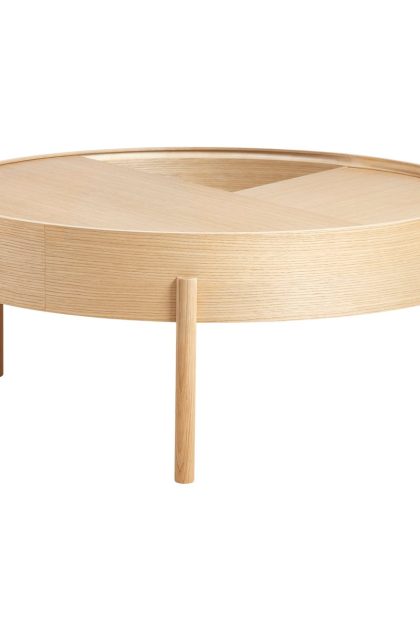 Woud arc soffbord Ø89 cm vitpigmenterad ek