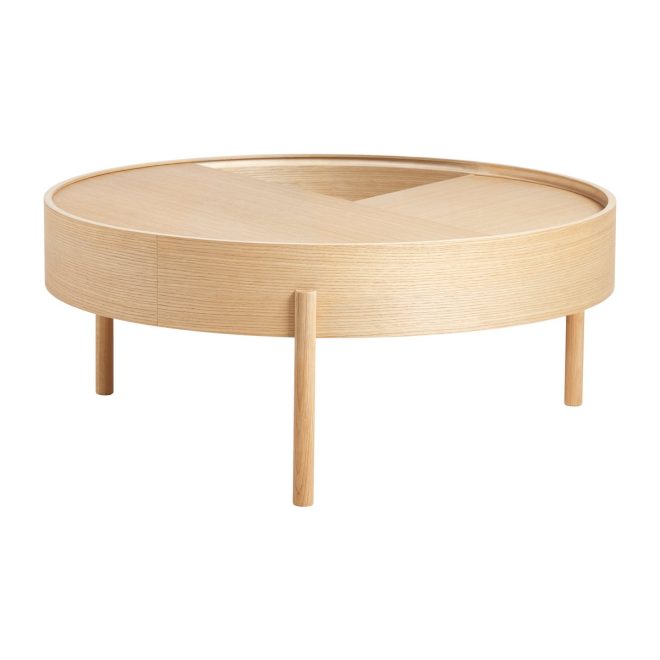 Woud arc soffbord Ø89 cm vitpigmenterad ek