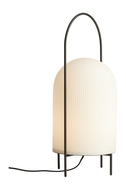 Woud ghost golvlampa svart-vitt opalglas
