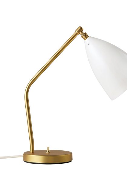 Gubi gräshoppa bordslampa blank alabaster white-brass