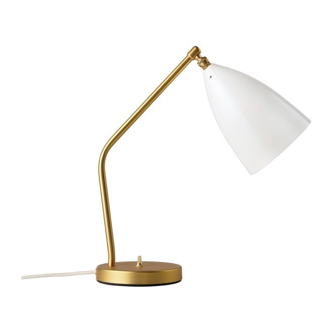 Gubi gräshoppa bordslampa blank alabaster white-brass