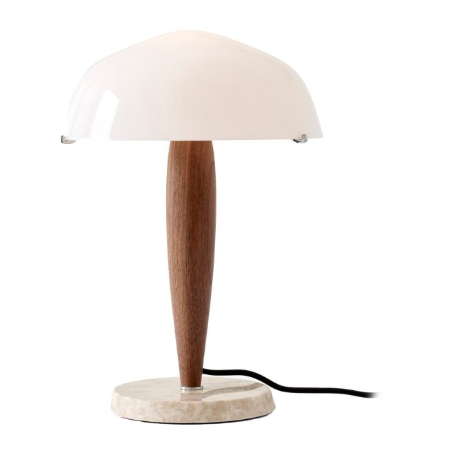 &tradition herman shy3 bordslampa walnut & cream marble, textilsladd