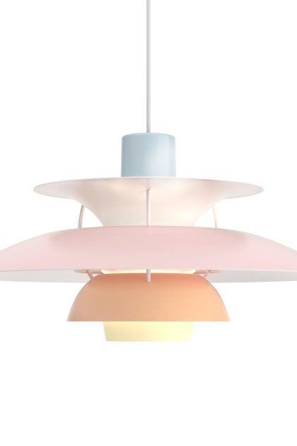 Louis poulsen ph 5 pendel pastel-blå-rosa-persika