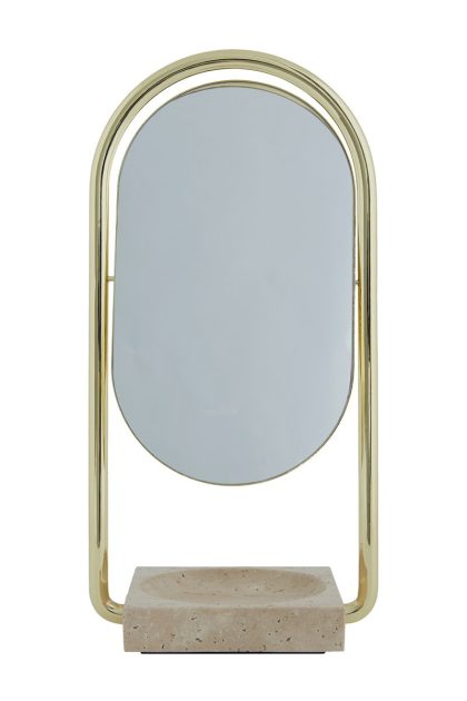 Aytm angui bordsspegel 17,2x35 cm gold/travertine