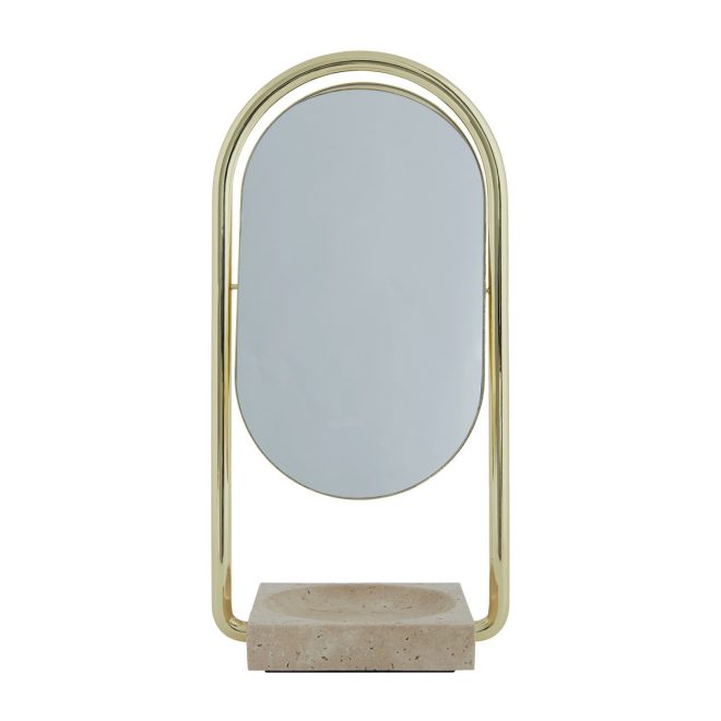 Aytm angui bordsspegel 17,2x35 cm gold/travertine