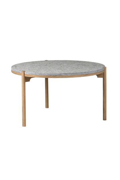 Mavis dondo soffbord vitpigmenterad ek Ø80 cm hyvlad kalksten