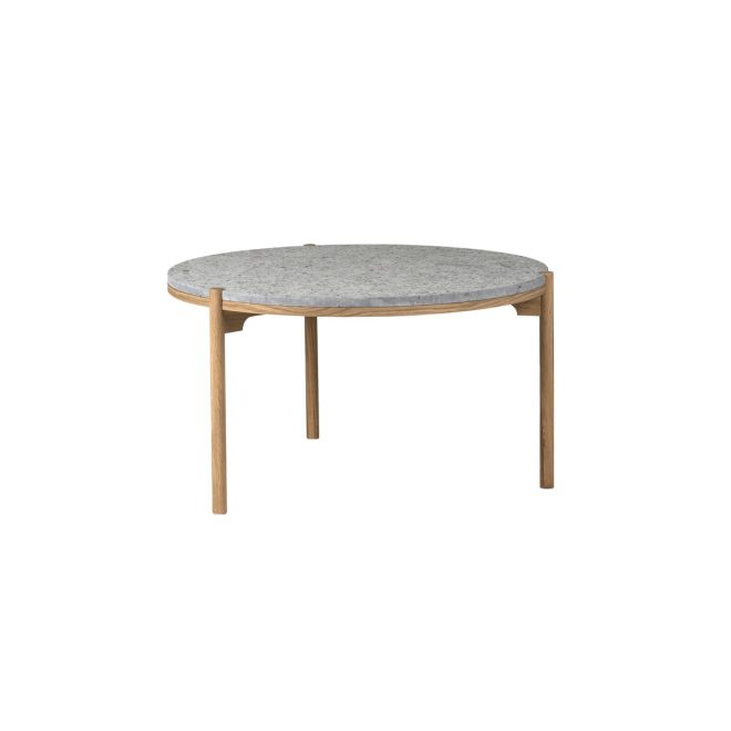 Mavis dondo soffbord vitpigmenterad ek Ø80 cm hyvlad kalksten