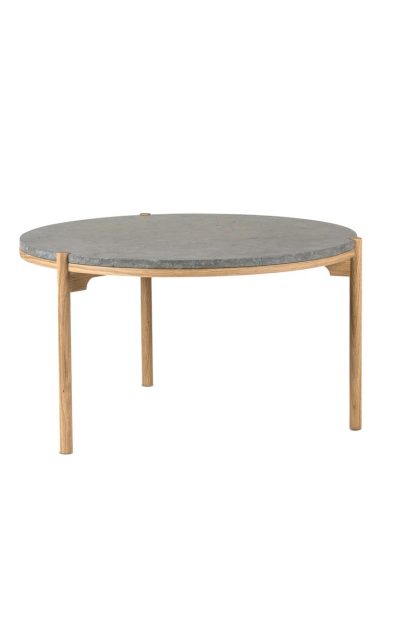 Mavis dondo soffbord vitpigmenterad ek Ø80 cm slipad kalksten