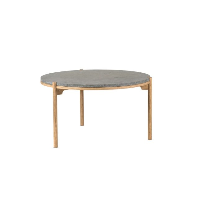 Mavis dondo soffbord vitpigmenterad ek Ø80 cm slipad kalksten