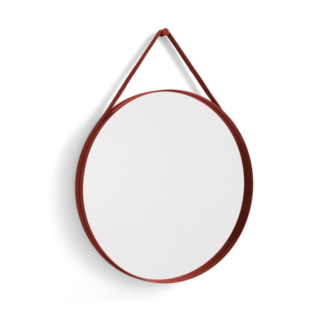 Hay strap mirror spegel Ø70 cm red