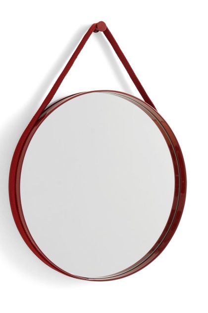 Hay strap mirror spegel Ø50 cm red