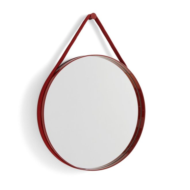 Hay strap mirror spegel Ø50 cm red