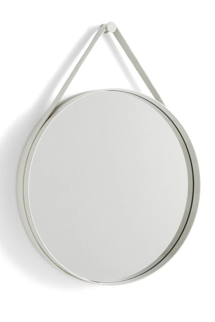 Hay strap mirror spegel Ø50 cm light grey