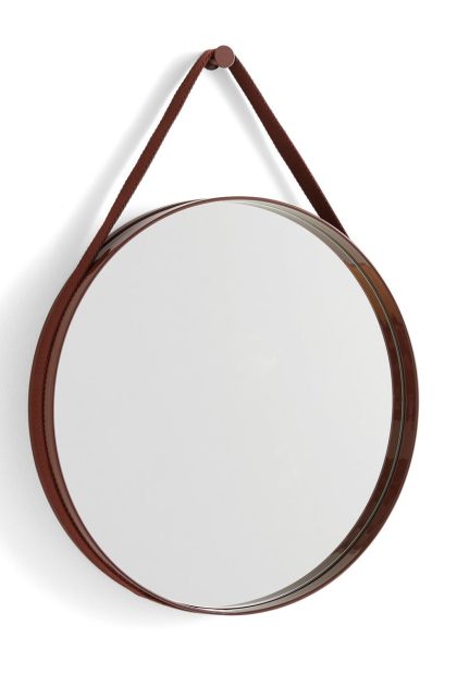 Hay strap mirror spegel Ø50 cm dark brown