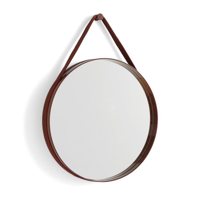 Hay strap mirror spegel Ø50 cm dark brown