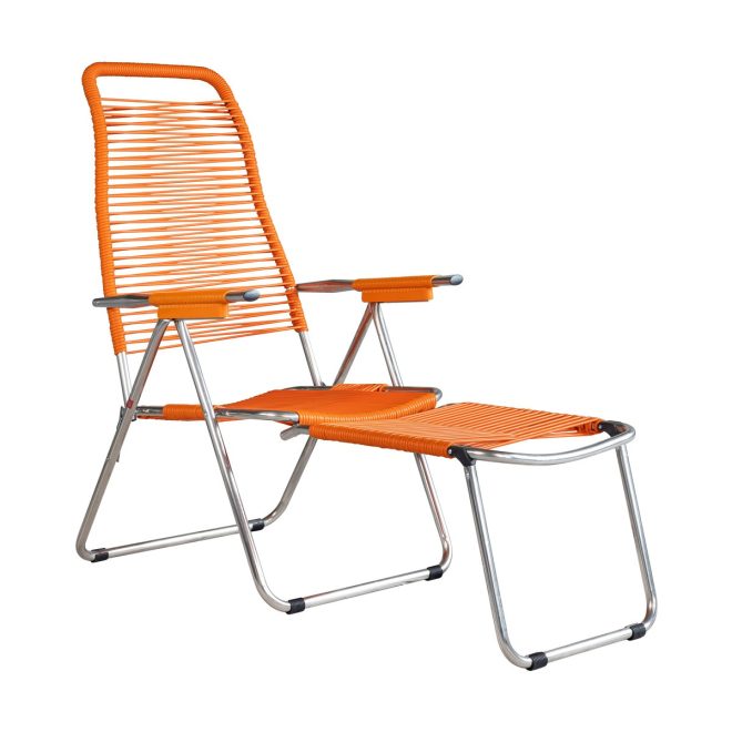 Fiam spaghetti solstol med fotstöd orange