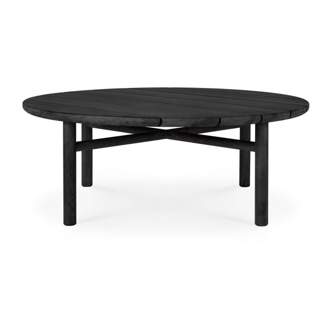 Ethnicraft quatro outdoor soffbord svartbetsad teak Ø95 cm
