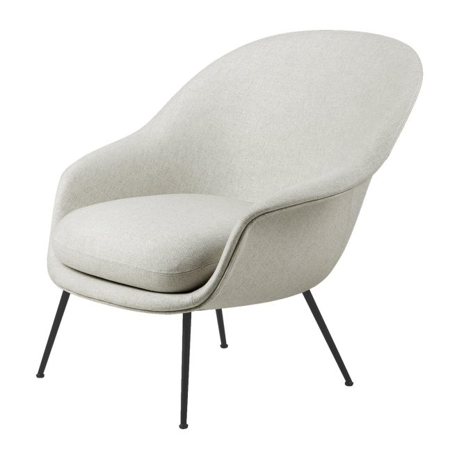 Gubi bat lounge chair low back conic base plain 0026-black-matt black