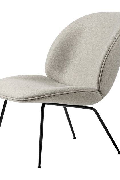 Gubi beetle lounge chair fully upholstered conic base plain 0025-black