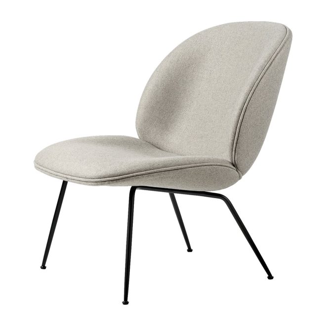 Gubi beetle lounge chair fully upholstered conic base plain 0025-black