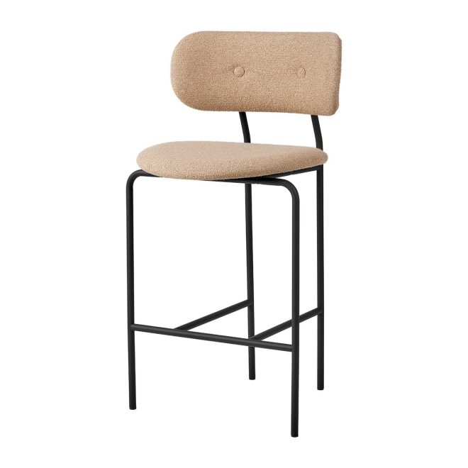 Gubi coco counter chair fully upholstered around bouclé 004-black