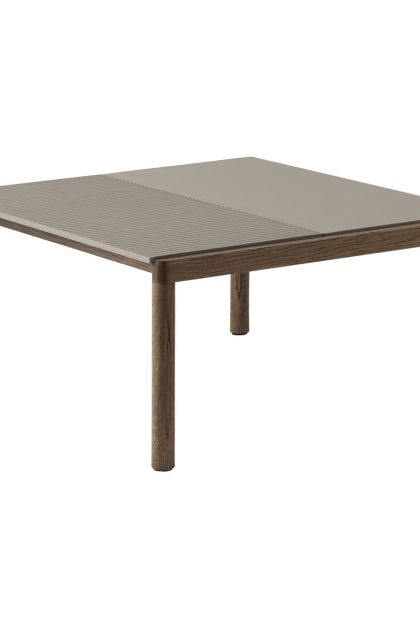 Muuto couple 1 plain-1 wavy soffbord 80x84x40 cm taupe-dark oiled oak