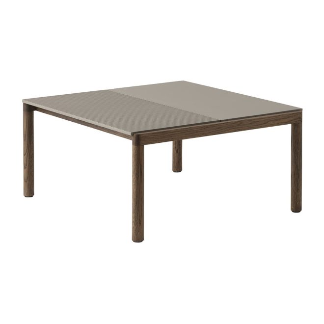 Muuto couple 1 plain-1 wavy soffbord 80x84x40 cm taupe-dark oiled oak