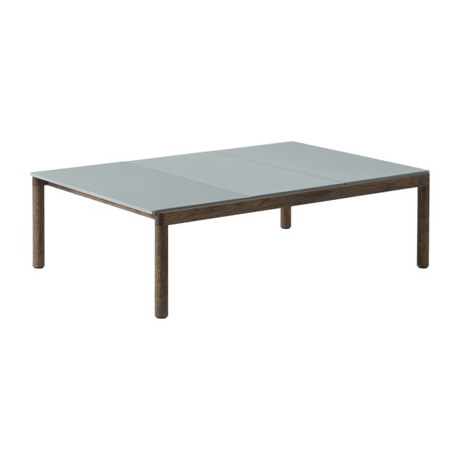 Muuto couple 2 plain-1 wavy soffbord 120x84x35 cm pale blue-dark oiled oak