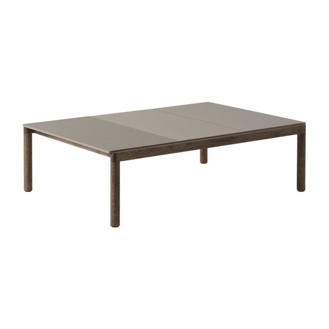 Muuto couple 2 plain-1 wavy soffbord 120x84x35 cm taupe-dark oiled oak