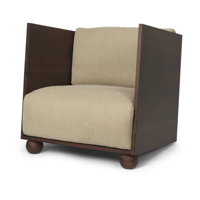 Ferm living rum loungefåtölj rich linen dark stained-natural