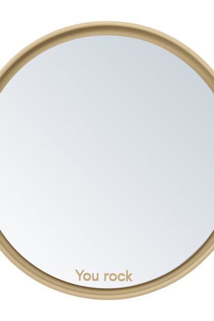 Design letters mirror mirror bordsspegel Ø21 cm beige