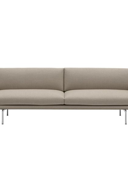 Muuto outline soffa 3-sits tyg ecriture 240-polished aluminum