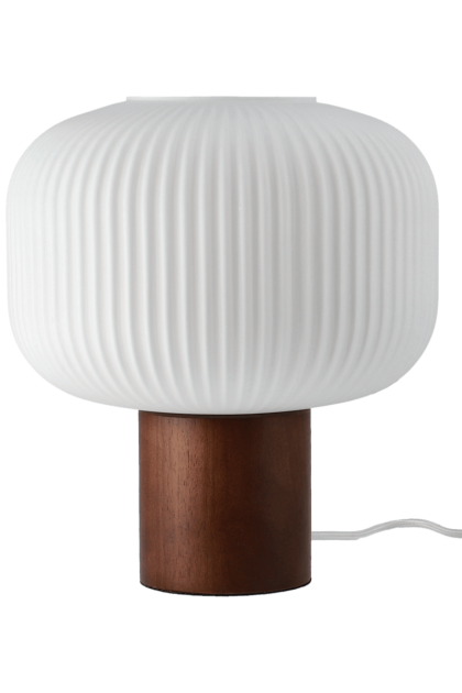 Scandi living fair bordslampa 34,5 cm frostat glas-mörkbetsad ask