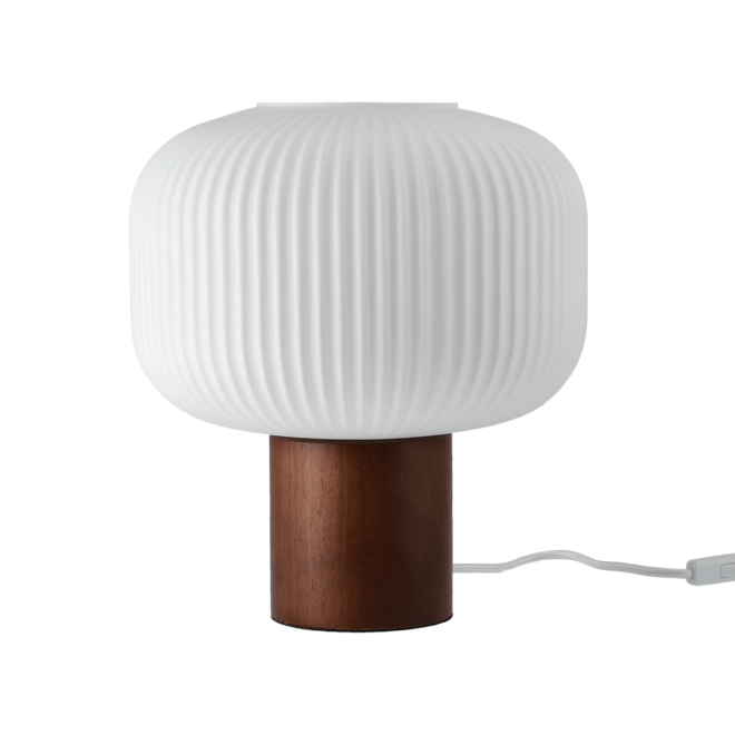 Scandi living fair bordslampa 34,5 cm frostat glas-mörkbetsad ask