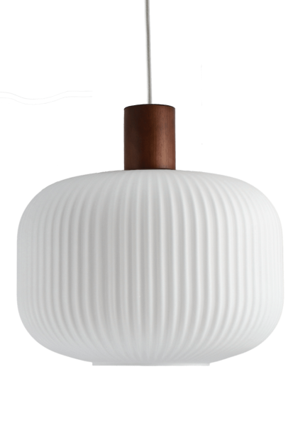Scandi living fair taklampa Ø30 cm frostat glas-mörkbetsad ask
