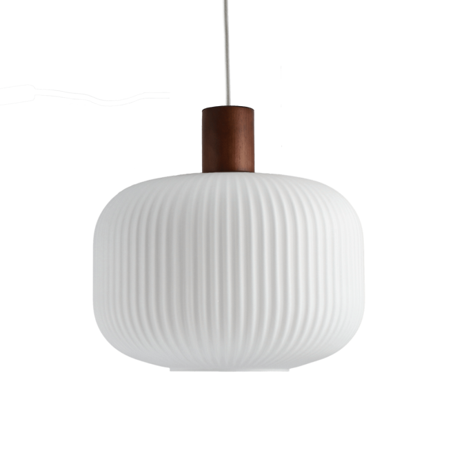 Scandi living fair taklampa Ø30 cm frostat glas-mörkbetsad ask